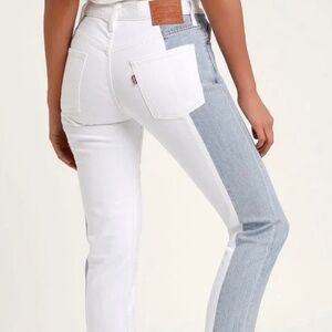 Levi’s 501 Taper Light Wash Color Block Cropped Jeans